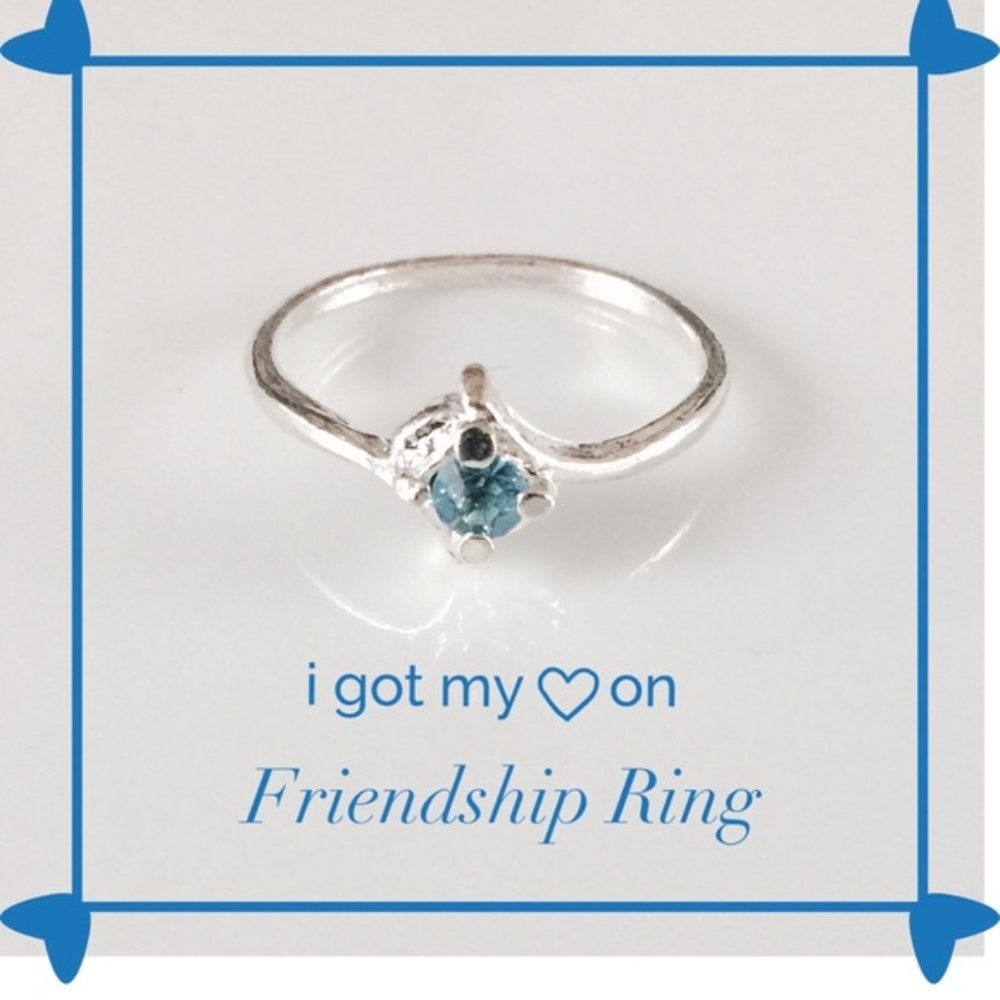Teal Blue Oval CZ Friendship Ring